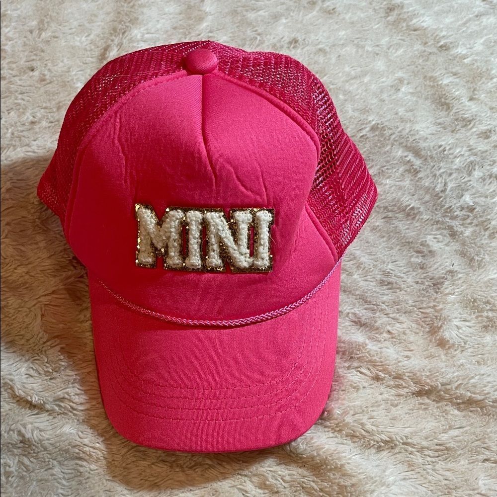 Girls' Pink 'MINI' Sequin Patch Trucker Hat
